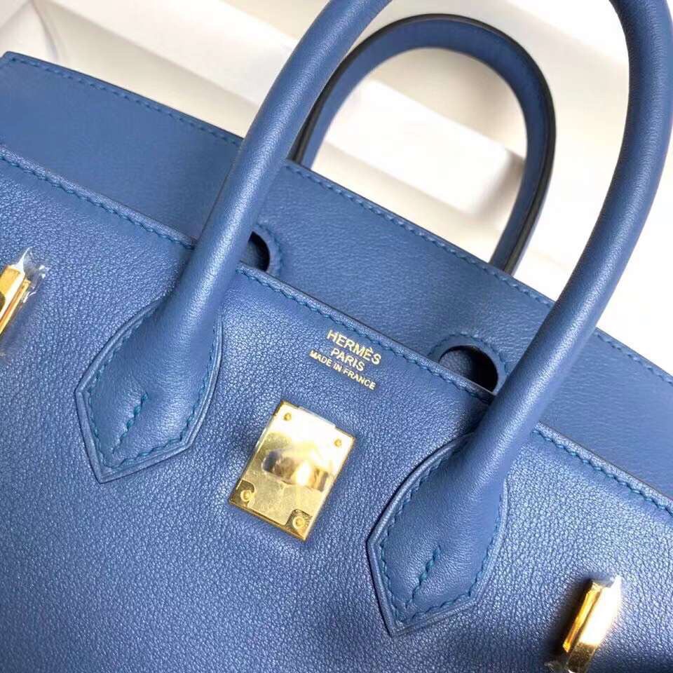 Hermes Birkin 25CM Swift Leather Handbag Blue